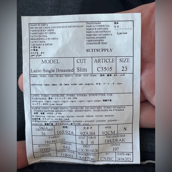 SUITSUPPLY Brescia Lazio Single Breasted suit Size 36 UK - Picture 10 of 16